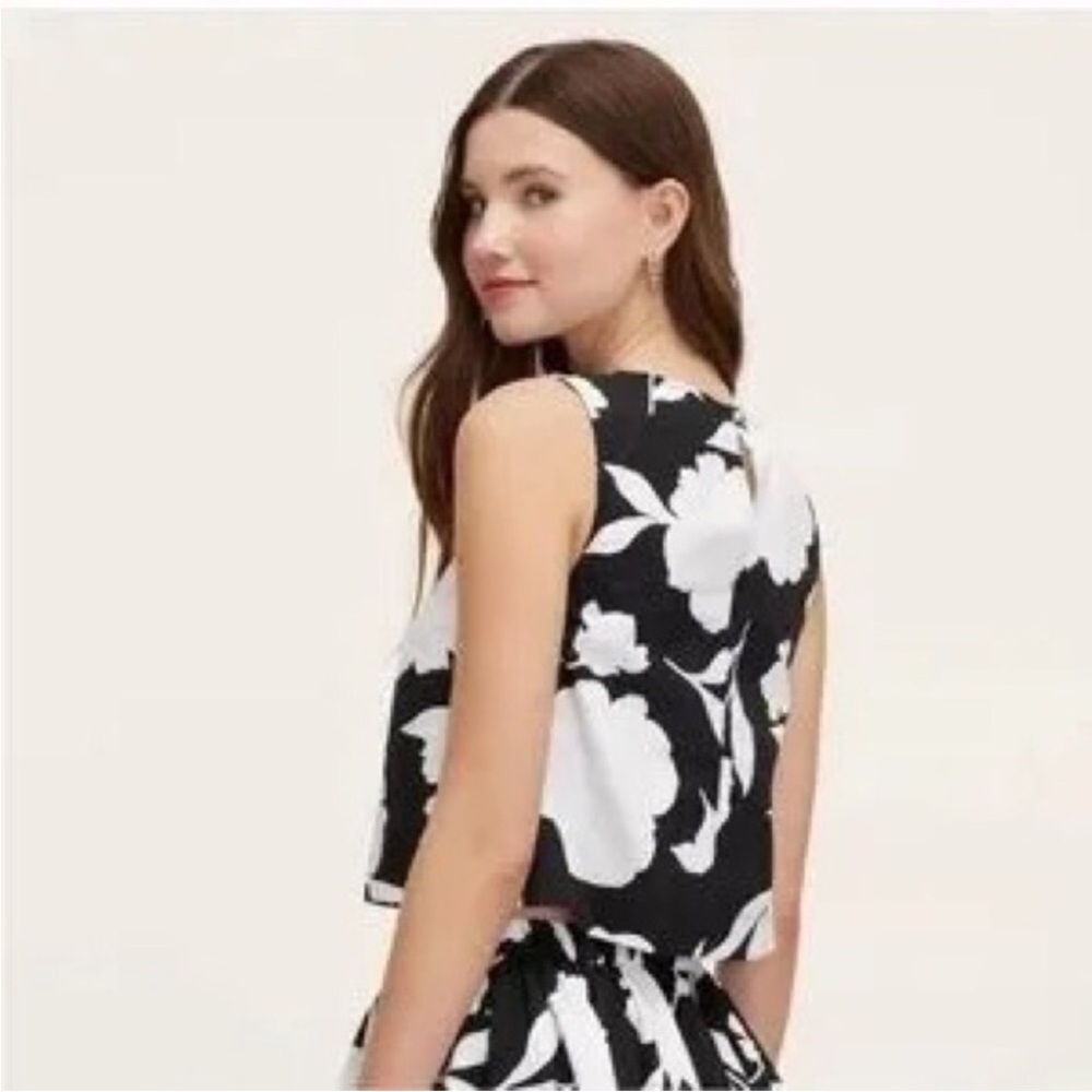 Kate Spade X Target Floral Black and White Pleated Cotton Tank  | NWT - Picture 2 of 8